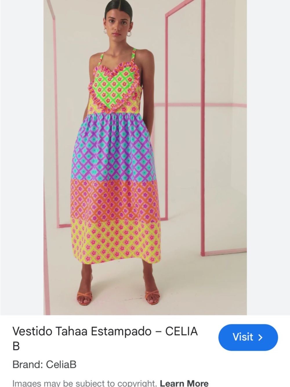CeliaB Multicolor Geometric Block Maxi Dress